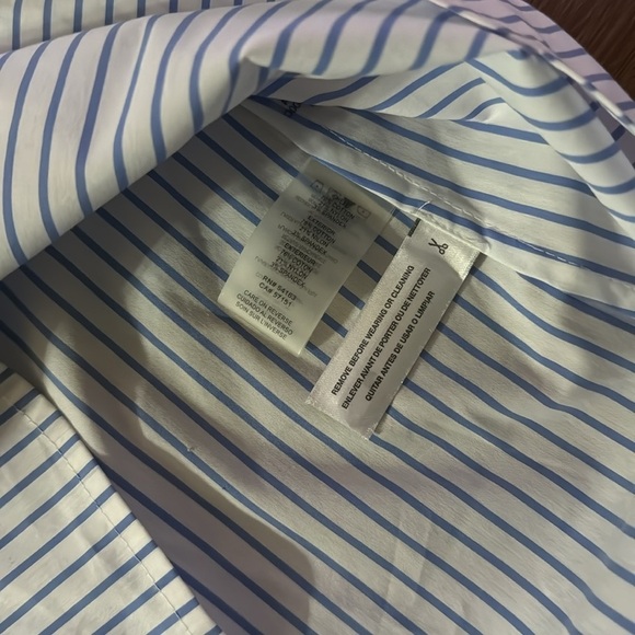 CALVIN KLEIN Women's Blue Striped Ruffle One Shoulder Long Sleeve Blouse Medium - Picture 3 of 6